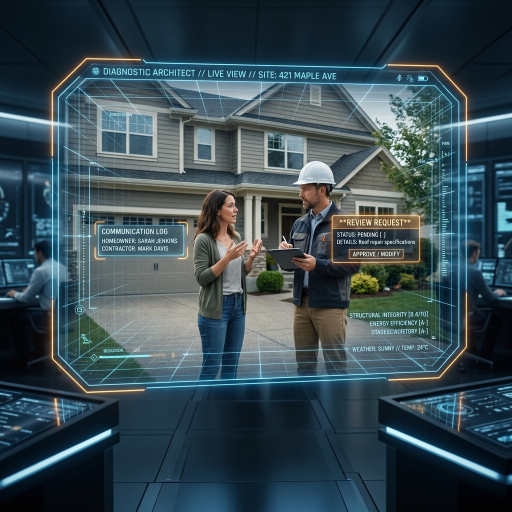 Contractor discussing the finished job with a homeowner